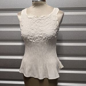 BABETTE white artfully crinkled tank top S